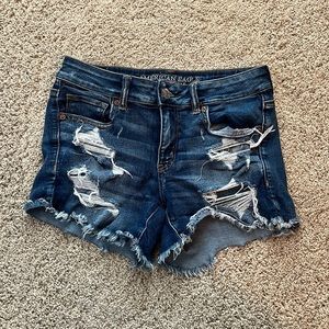 Distressed jean shorts